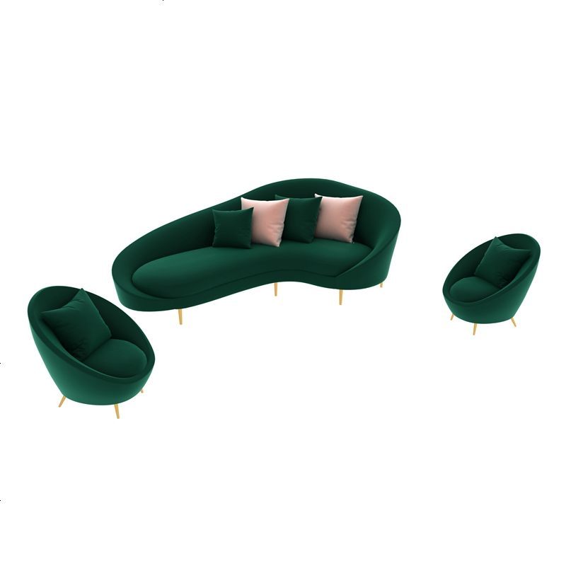 小户型轻奢风北欧现代弧形客厅沙发家具酒店办公绒布接待休闲沙发