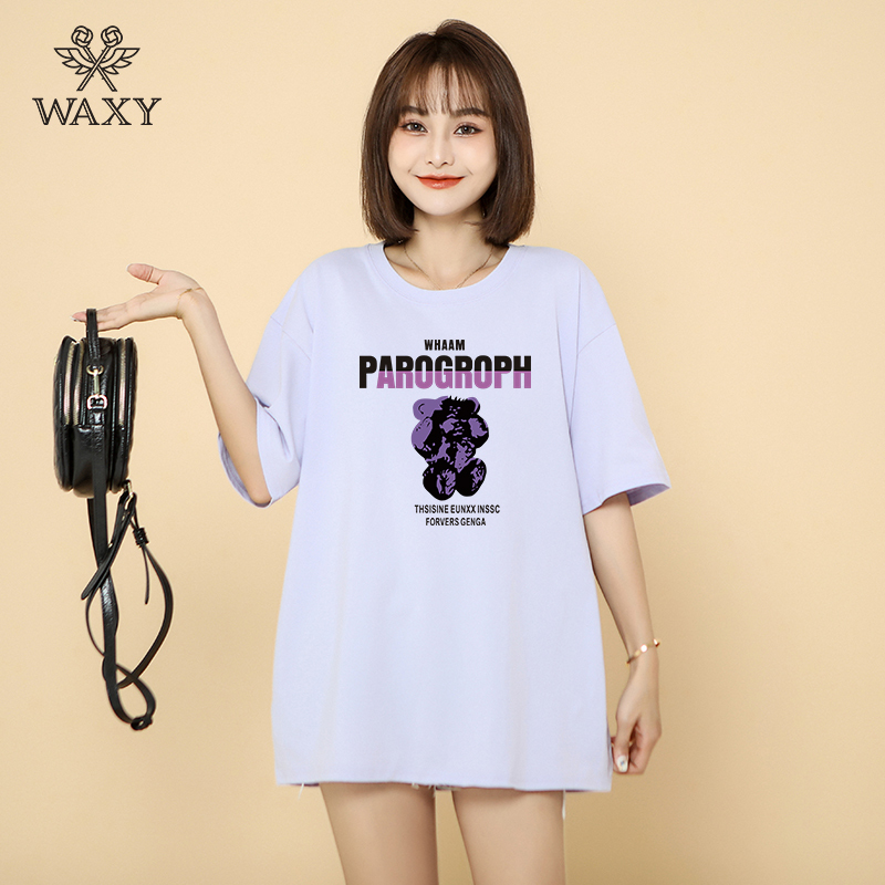 WAXY纯棉学生短袖t恤女网红打底衫夏天潮牌宽松体恤衫学院风上衣