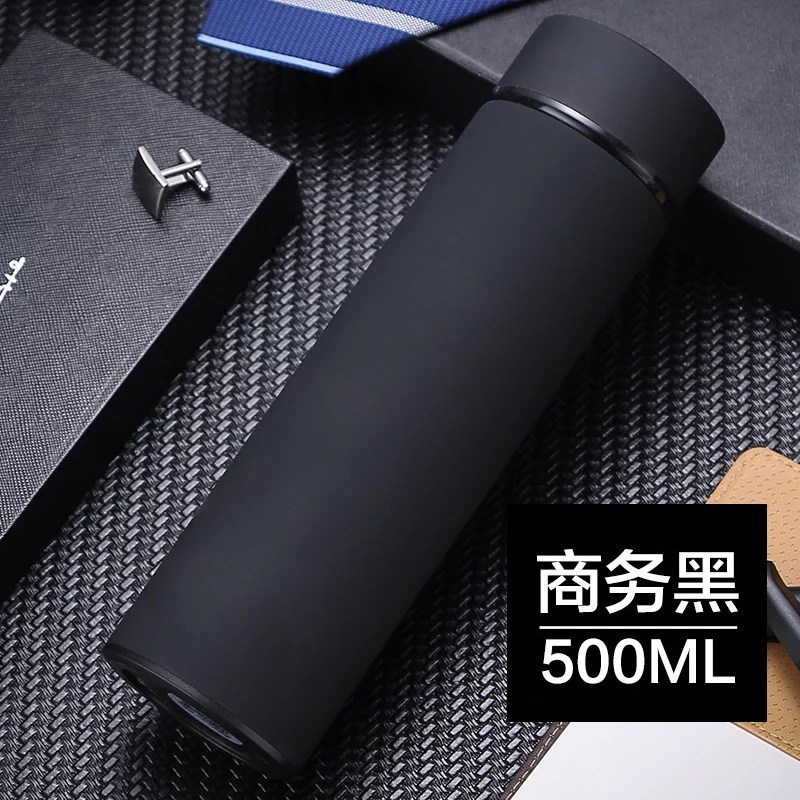 家柏饰(CORATED)保温杯男女学生便携家用不锈钢水杯子户外大容量商务茶杯定制logo 磨砂黑500ml高清大图