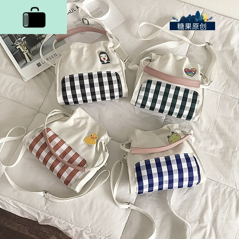 帆布小包包女2020新款潮夏天小清新仙女蕾丝包ins日系少女斜挎包new