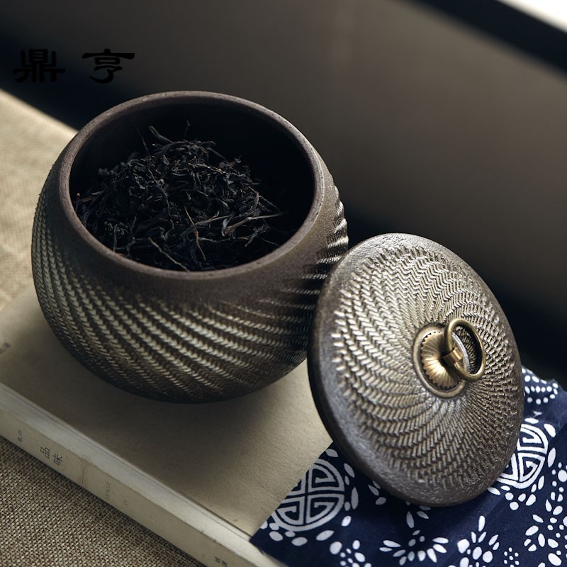 鼎亨 手工跳刀陶瓷茶叶罐茶洗 普洱散茶罐储物罐杯洗水洗