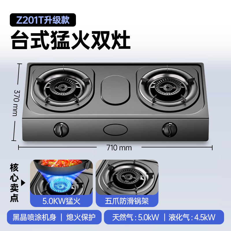 创维(Skyworth)燃气灶家用台式猛火灶具双灶天然气液化气炉具炉灶JZT/Y-Z201T