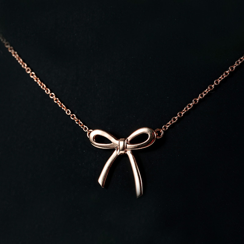 tiffanyco蒂芙尼18k玫瑰金蝴蝶结女士项链