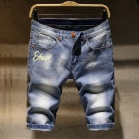 潮流男装时尚百搭休闲中裤春夏款青年韩版五分短裤修身男式牛仔裤