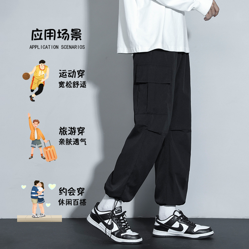 WOOG2005港风工装裤男春季新款宽松大码直筒裤潮流百搭青少年痞裤