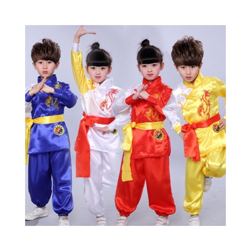 儿童武术服表演服装短袖少儿中国功夫练功服男女童幼儿舞蹈演出服
