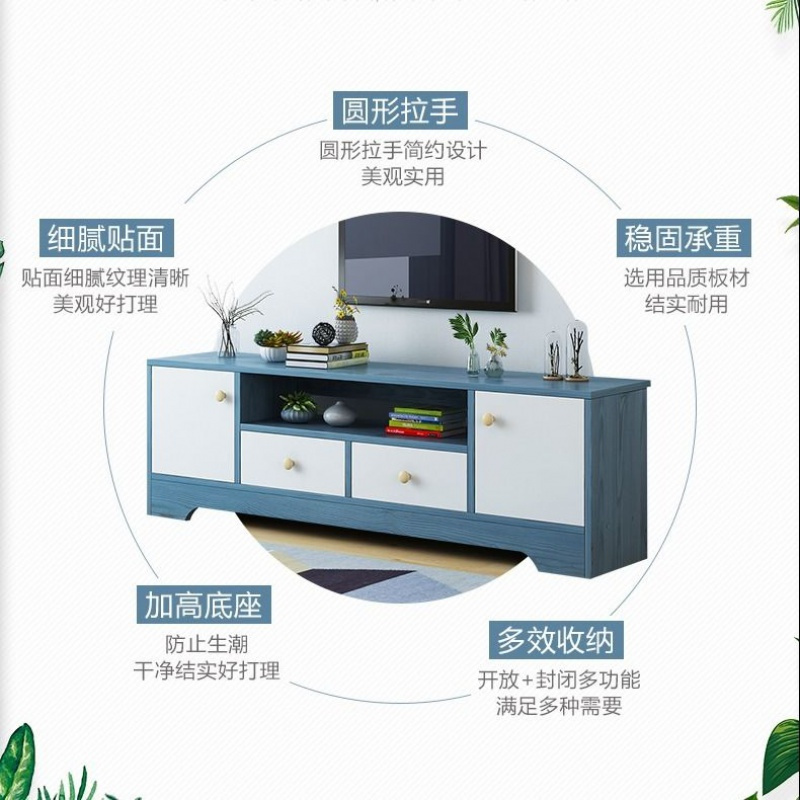 北欧电视柜客厅茶几组合小户型客厅电视机柜卧室储物柜电视机桌子 蓝松木色[一门]