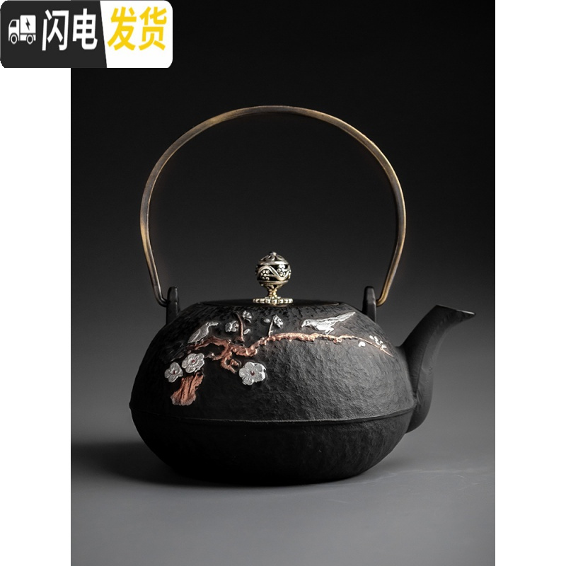 三维工匠日式铁壶铸铁泡茶壶电陶炉煮茶器煮水烧茶烧水壶家用茶道套装 铁壶—戏蝶茶具