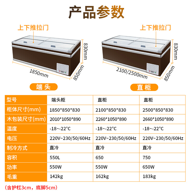 希冷(XILEN)超市组合岛柜 冷冻冷藏展示柜海鲜食品商用冰箱卧式冷柜 C款直柜(2500*850*830mm)