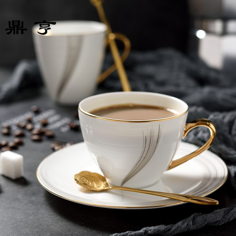鼎亨北欧式个性咖啡杯碟家用办公简约骨瓷花茶红茶水杯英式下午茶