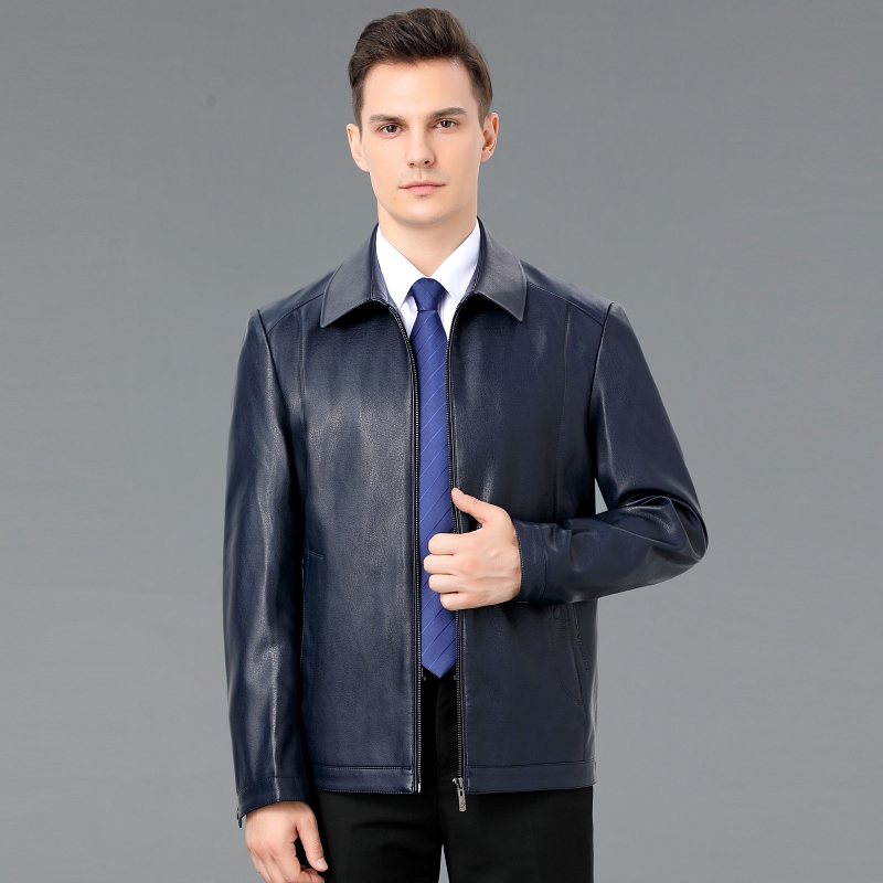 海宁真皮皮衣男绵羊皮男士机车皮夹克男棒球服韩版潮2021新款帅气鄂尔多斯金利来恒源祥劲霸雅戈尔阿玛尼千纸鹤梦特娇外套男 2122宝蓝单皮 2XL/185/100A