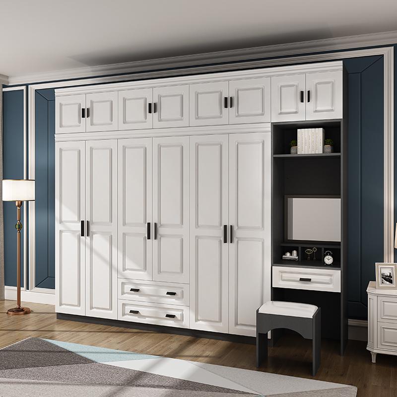 北欧现代简约衣柜实木质板式卧室组装柜子45经济型带妆台衣橱