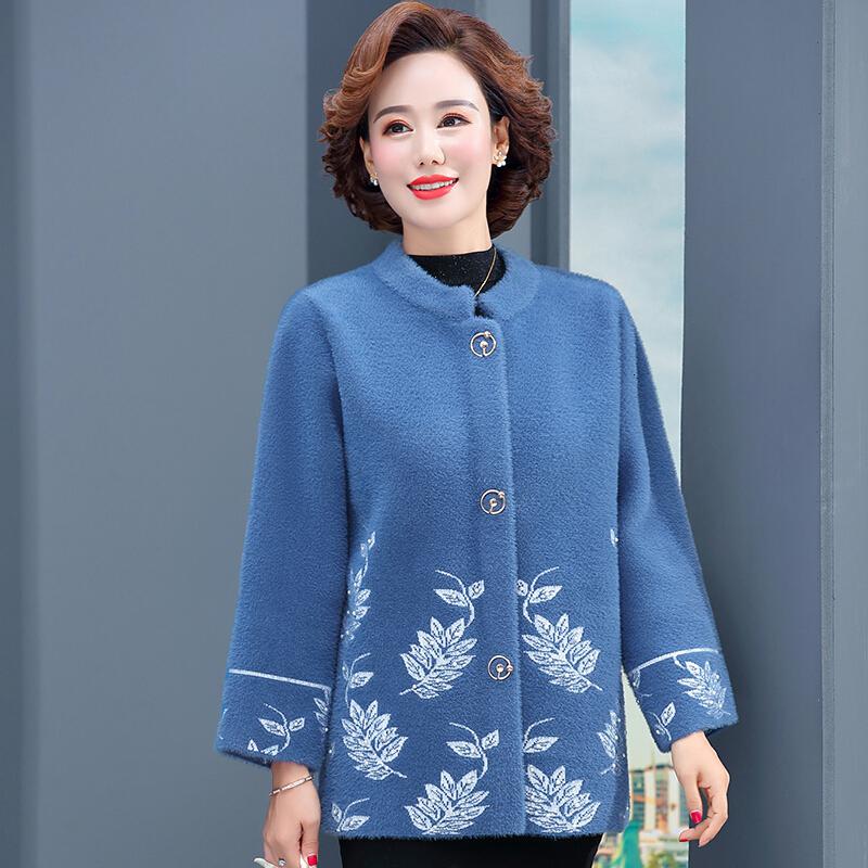 迪鲁奥（DILUAO)波司登旗下妈妈穿的秋冬中老年加肥加大码外套洋气胖妈妈装双面毛呢子上牌_208 XXXL 蓝色