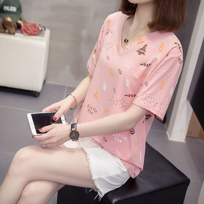特大码女装300斤夏装新款2021胖妹妹宽松200斤遮肚短袖T恤上衣240 粉色[好面料不起球] 010优质版 M