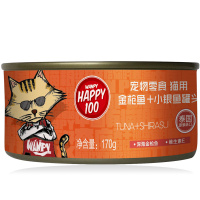 顽皮Happy100宠物零食猫用金枪鱼罐头 添加小银鱼170g*6