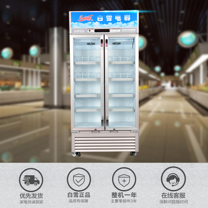白雪 (Baixue) SC-600FB 600升商用立式 冷柜 商用冷藏陈列柜 立式冰柜 展示柜 饮料柜 啤酒保鲜柜
