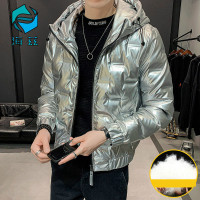 厚款男士服短款外套冬季装潮流立领时尚亮面轻厚外套不出绒oeny