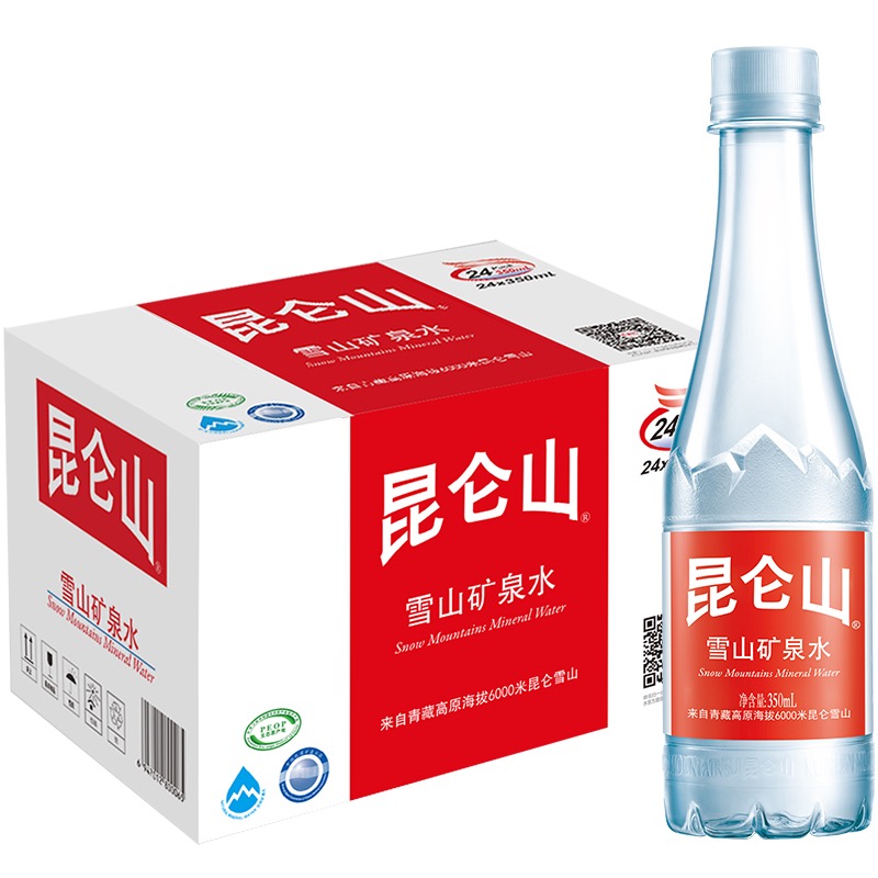 昆仑山 天然雪山矿泉水 高端矿泉水 350ml*24瓶 整箱装高清大图