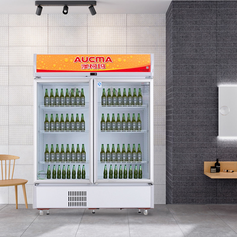 澳柯玛(Aucma) SC-809 809升立式商用展示柜 玻璃门冷藏保鲜柜 啤酒饮料陈列柜 双门冰柜冷柜