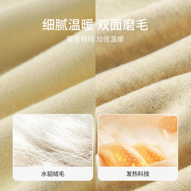 7A德绒保暖内衣女士无痕磨毛秋冬季发热水貂绒秋衣秋裤套装女高清大图