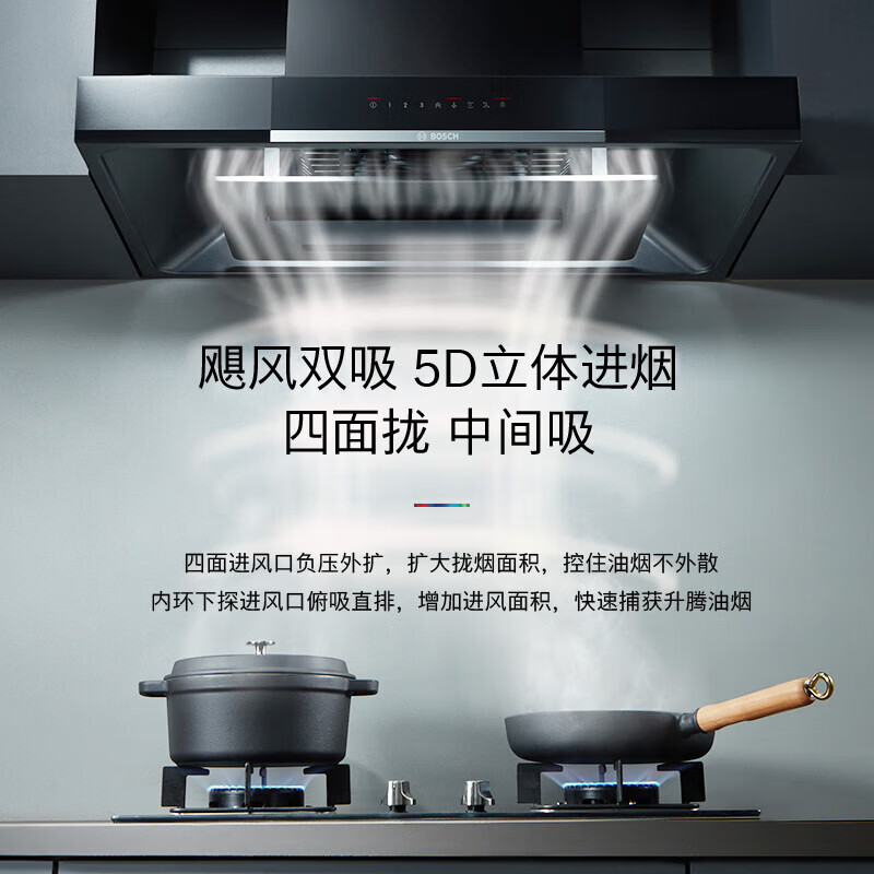 博世(BOSCH)DWF98BC20W[5D飓风环吸]净吸26立方大吸力欧式抽油烟机 内外易清洁 26立方大吸力高清大图
