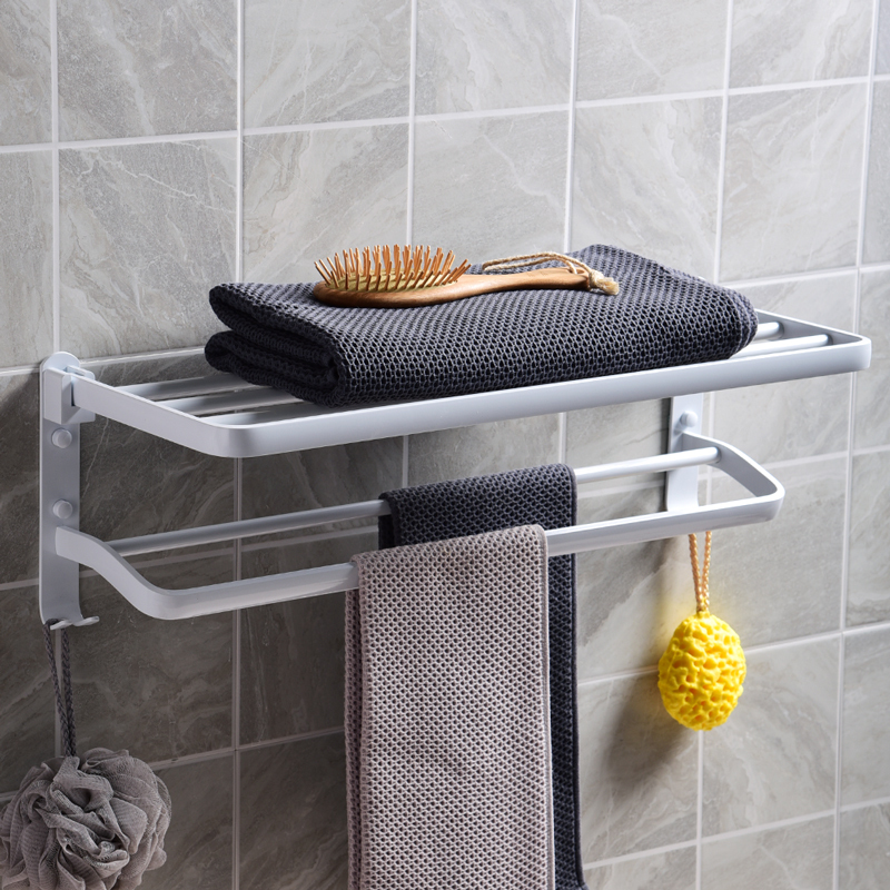 北欧现代简约白色卫生间置物架壁闪电客挂毛巾架浴巾架卫浴五金挂件