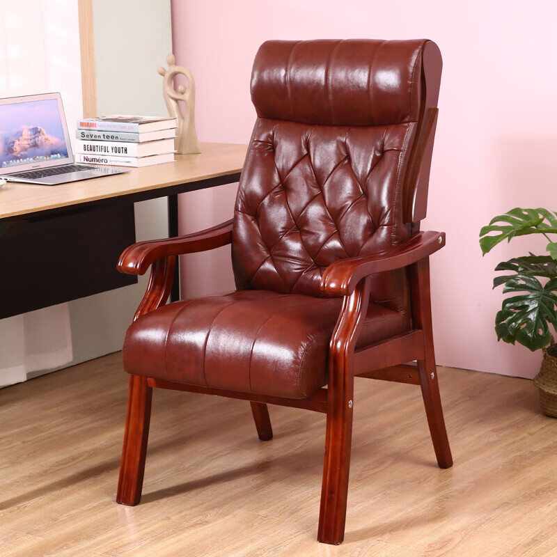 戴劲电脑椅会议椅皮革办公椅人体工学椅职员椅308A黑头层牛皮高清大图