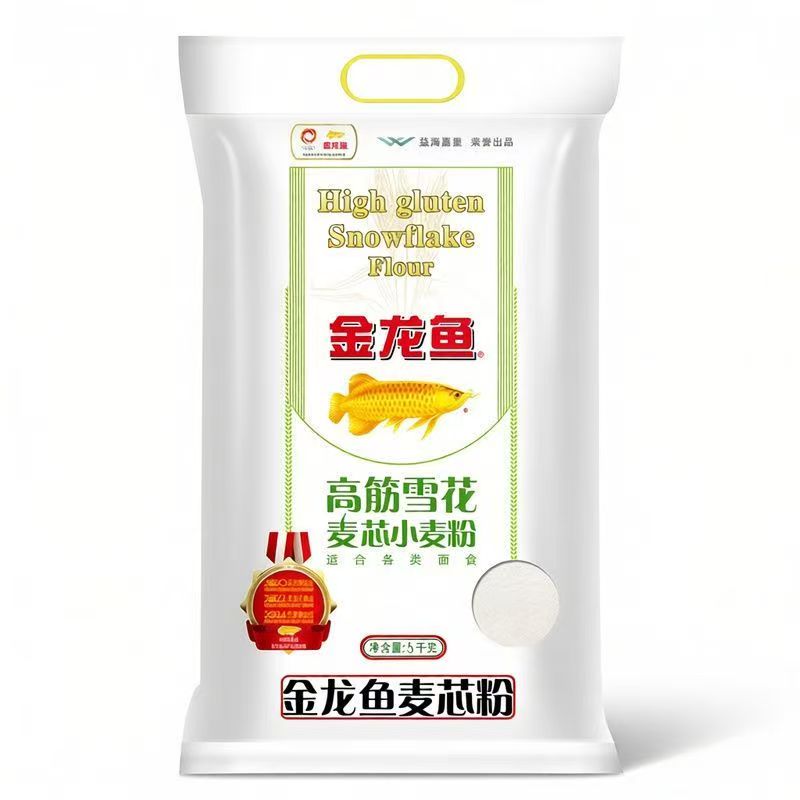 金龙鱼小麦面粉 5kg*1袋装 10斤面粉 家用面粉 饺子粉馒头粉包子粉面条粉 食用粉 高筋雪花麦芯小麦粉5kg