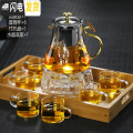 三维工匠沏茶玻璃泡茶壶如意茶壶冲茶器冷热两用耐高温茶水壶家用茶具套装 500ML如意单壶+6个直筒杯+水晶底座+竹托盘