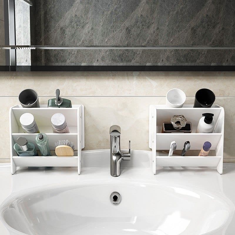 洗漱台收纳盒置物架多层落地化妆品浴室卫生间厕所牙刷置物架 三维工匠 308(2个套装+赠免钉胶)牙刷架/牙具座图片