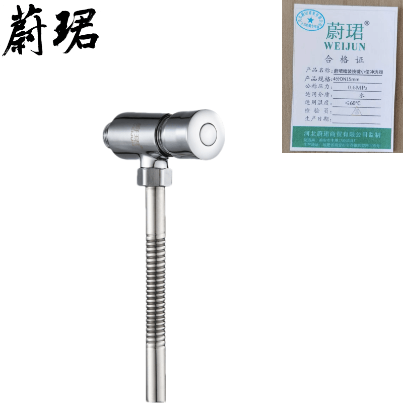 蔚珺暗装按键小便冲洗阀4分DN15mm高清大图