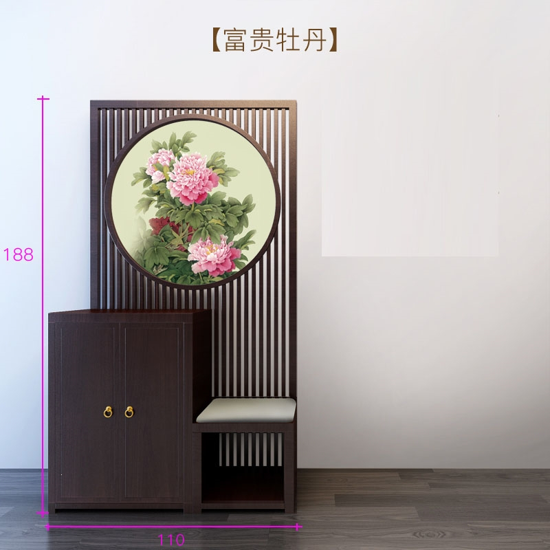 定制新中式屏风隔断装饰客厅玄关储物柜门厅柜小户型家用门口鞋柜