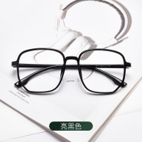 尚境新款学生时尚方框TR90眼镜架超轻复古多边形框可配高度近视镜 亮黑色防蓝光1.67