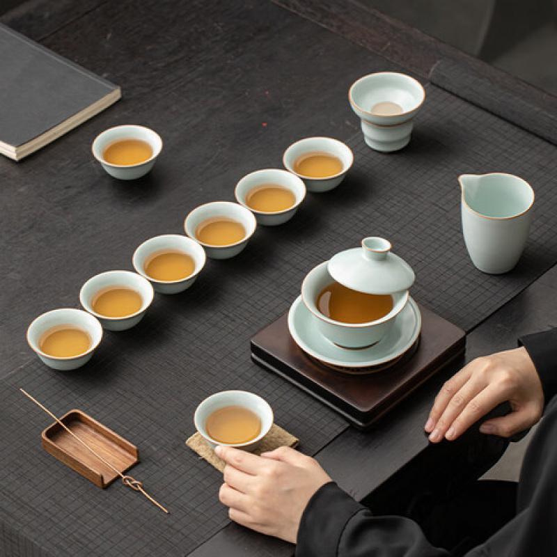 苏氏陶瓷(SUSHI CERAMICS) J1039 汝窑三才 盖碗茶具 套装 160ml (单位:套)高清大图