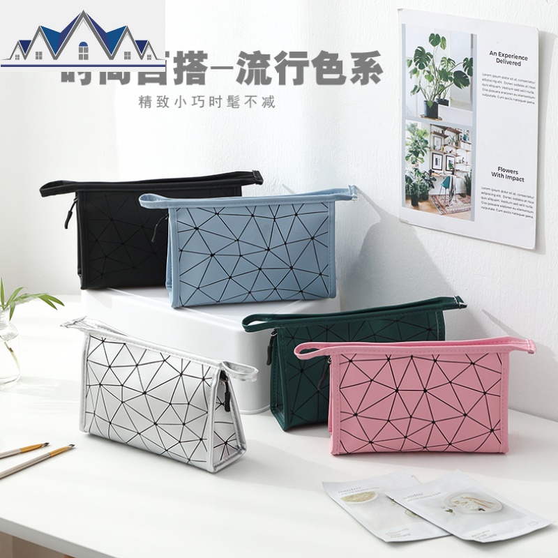ins风简约潮化妆包收纳包化妆品包便携大小号PU防水大容量多功能 三维工匠高清大图