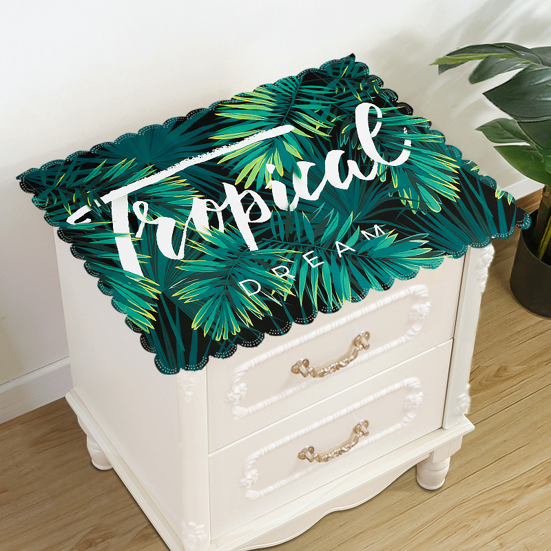 家柏饰(CORATED)床头柜盖布防水防油免洗北欧家用防尘罩套卧室床头盖巾冰箱防尘布 热带雨林 40*50cm