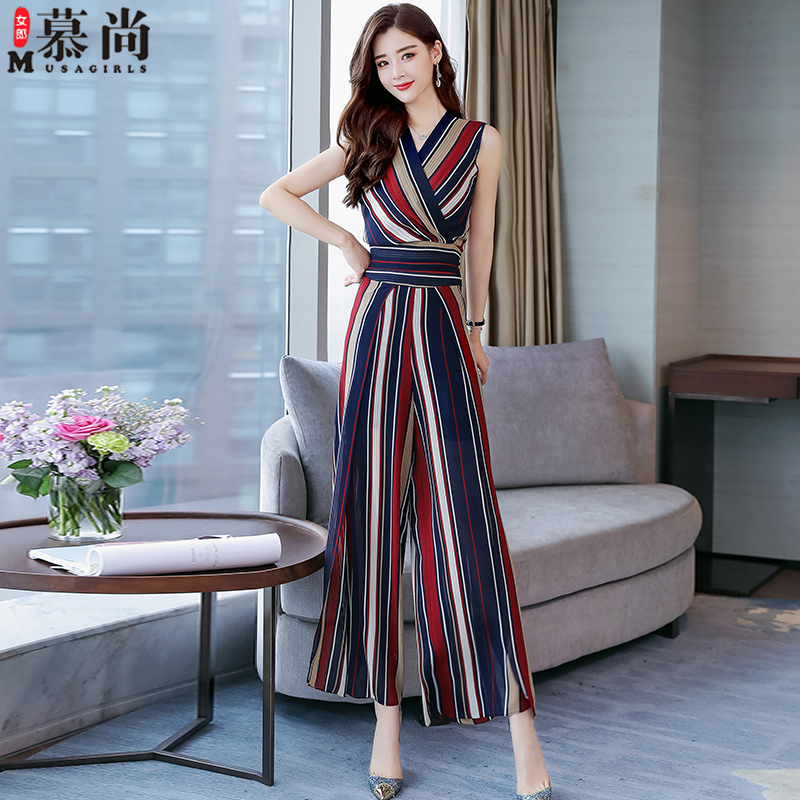 夏款女神范裤子套装时尚两件套女士新品俏皮女装韩版气质阔腿裤潮