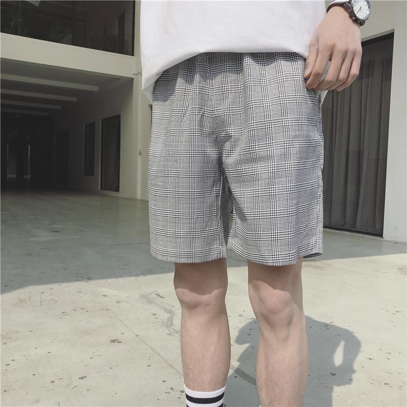 2018夏季年轻韩版男士格子裤短裤休闲裤港风帅气帅气男装中裤