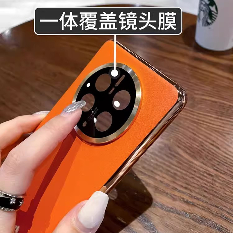 安美宝 华为mate50手机壳新款mate50电镀素皮mate50带镜头膜m50e全包防摔Mate50E简约套