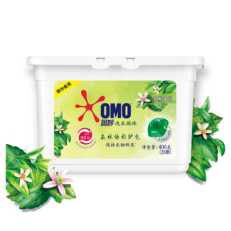 奥妙(OMO) 自然工坊 森林焕彩护色 洗衣凝珠 400g【联合利华】高清大图