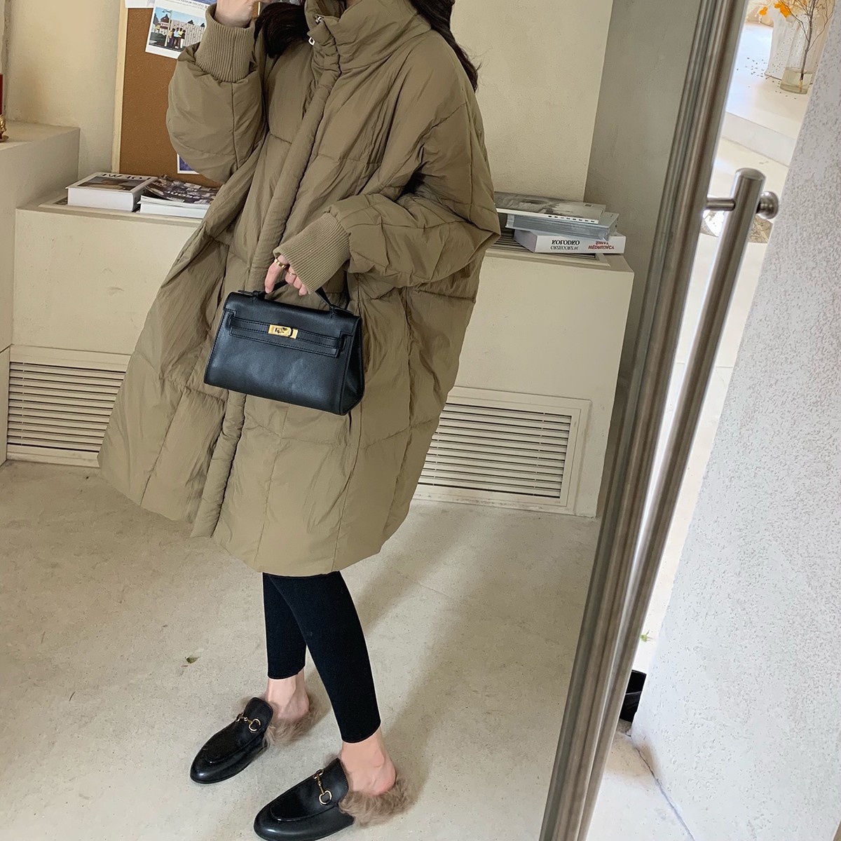 羽绒棉服女冬中长款大码宽松棉衣韩版加厚复古棉袄过膝简约外套潮_05232 卡其色 S