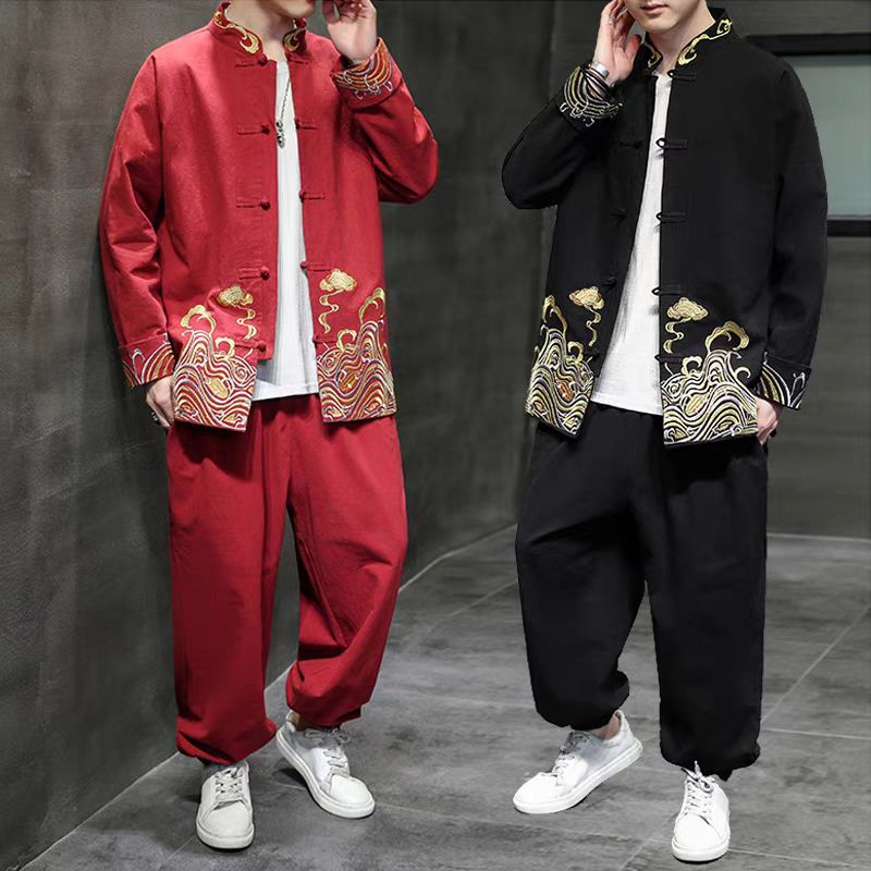 惠铁工装舞蹈服演出服唐装 刺绣 套高清大图