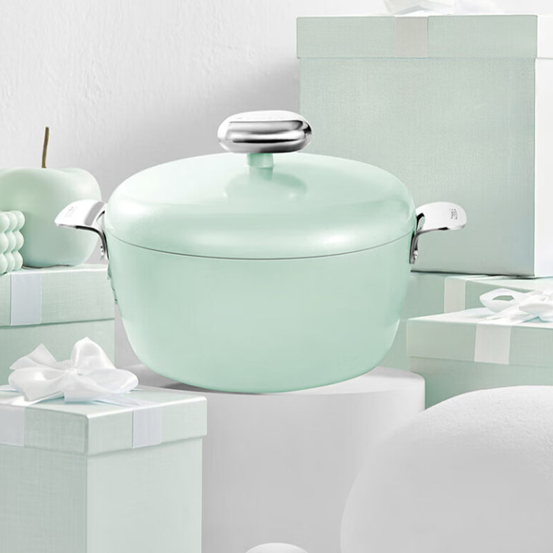温仑山家用汤锅-薄荷绿带盖 24cm