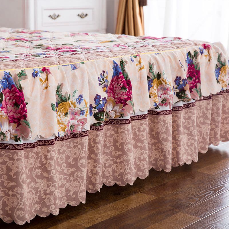 韩版床裙式四件套加厚 夹棉床罩磨毛4件套床套 被套1.8米2.0米床图片