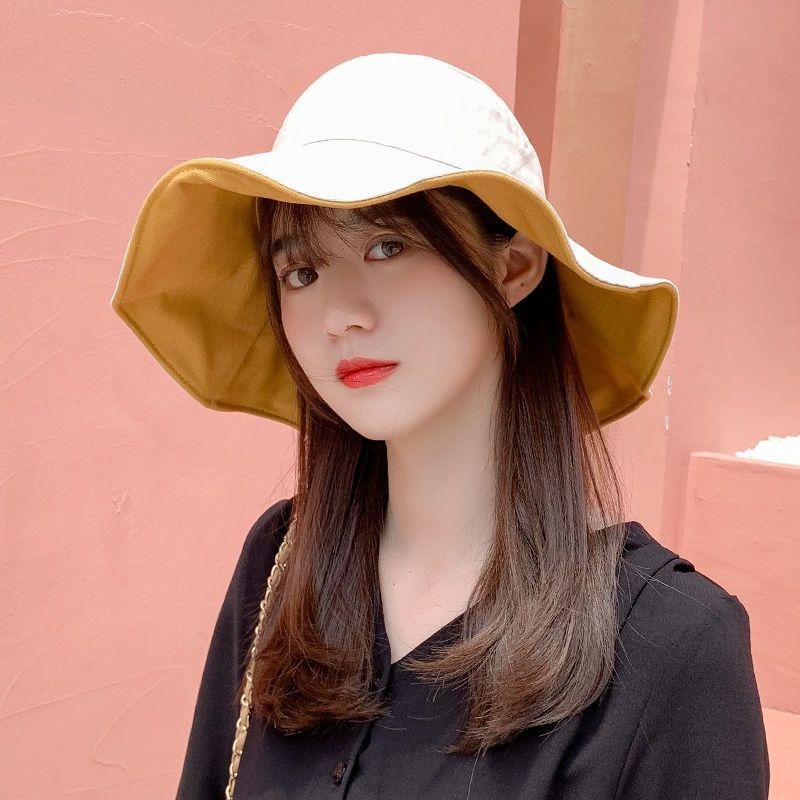 超大帽檐防晒帽子女夏遮阳帽渔夫帽韩版防紫外线遮脸太阳帽潮