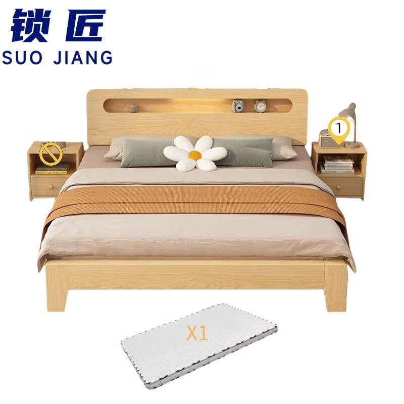 锁匠床+1床头柜+10cm床垫高清大图