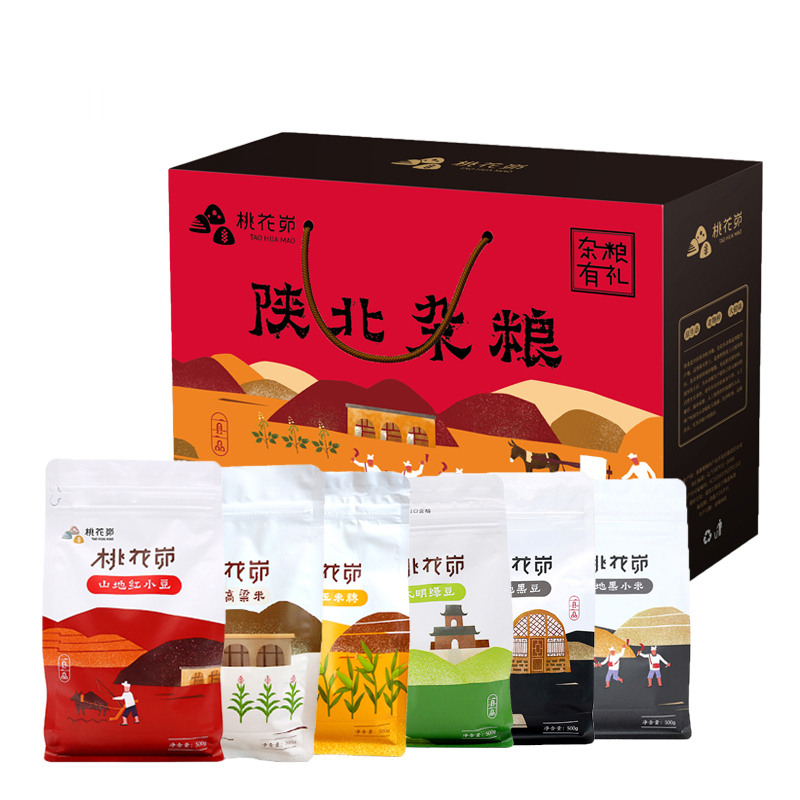 [中华特色]桃花峁陕西黄小米3kg陕北特产农家玉米糁绿豆红小豆高粱米黑豆黑小米 五谷杂粮礼盒装 营养食品