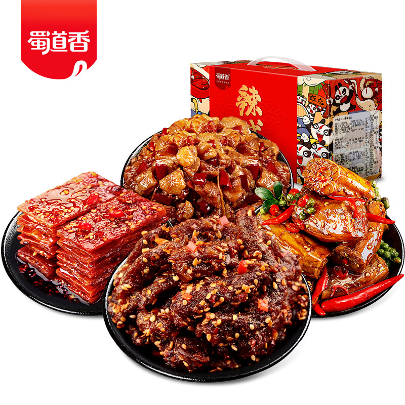 蜀道香 辣喊·雄起400g(天椒麻辣牛肉 麻辣猪肉脯 香辣辣子鸡 麻辣鸭脖)