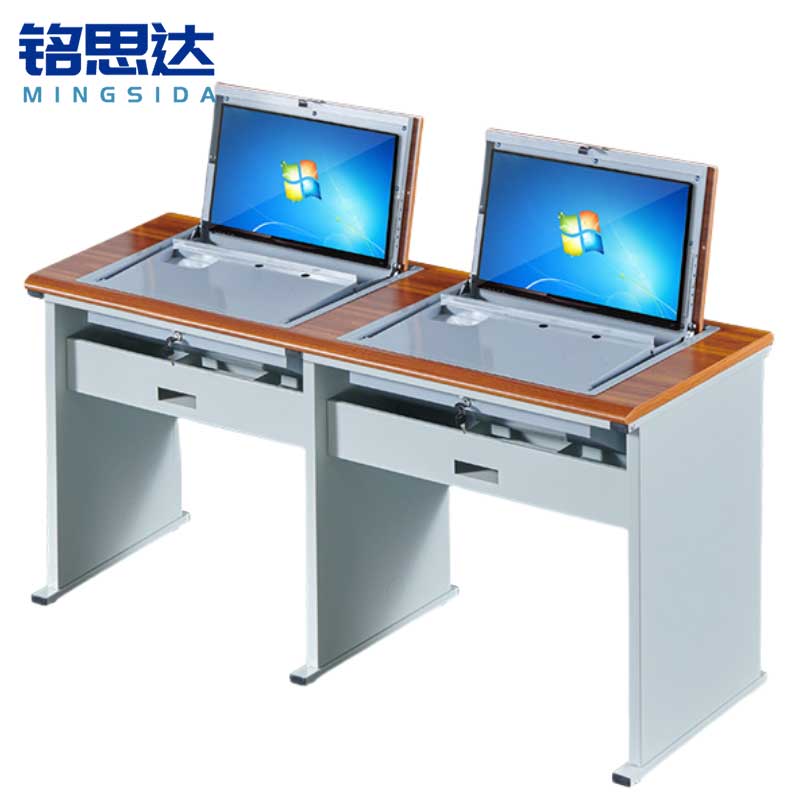 铭思达翻转电脑桌双人位张高清大图