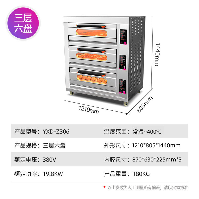 乐创电烤箱商用大型蛋糕披萨面包生蚝大容量烘焙电烤炉三层六盘(微电脑控温款)[ 380V/19.8KW | 400℃高温]